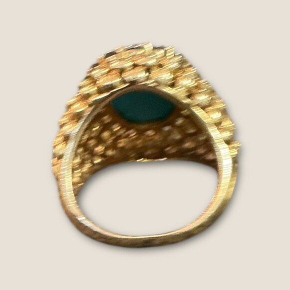 Vintage Signed 925 Turquoises Vermeil Gemstone Ring Size 6.5 - Picture 7 of 9